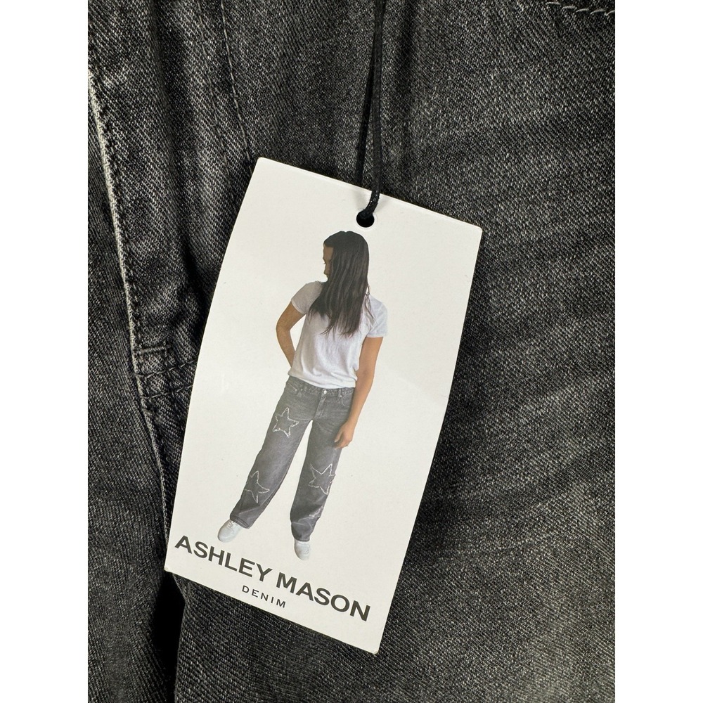 Womens Jeans Black Baggy Wide Leg Distressed Wash Star NWT Size 7/28 Y2K Grunge - Picture 8 of 16